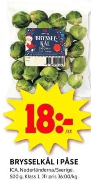 ICA Kvantum BRYSSELKÅL I PÅSE erbjuda
