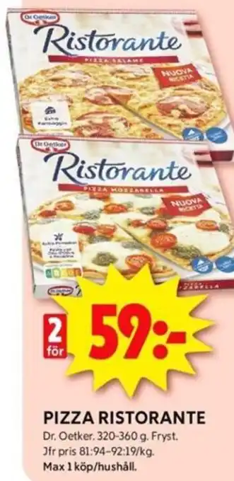 ICA Kvantum PIZZA RISTORANTE Dr. Oetker erbjuda