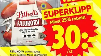 ICA Supermarket Falukorv Lithells. 800 g. erbjuda