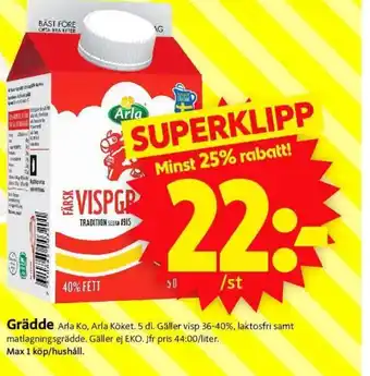 ICA Supermarket Grädde Arla erbjuda
