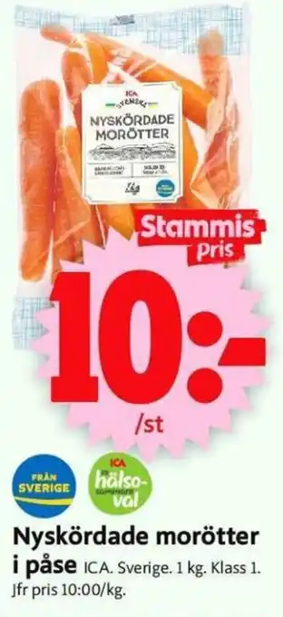 ICA Supermarket Nyskördade morötter i påse ICA erbjuda
