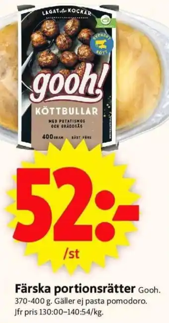 ICA Supermarket Färska portionsrätter Gooh erbjuda