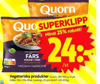 ICA Supermarket Vegetariska produkter Quorn erbjuda