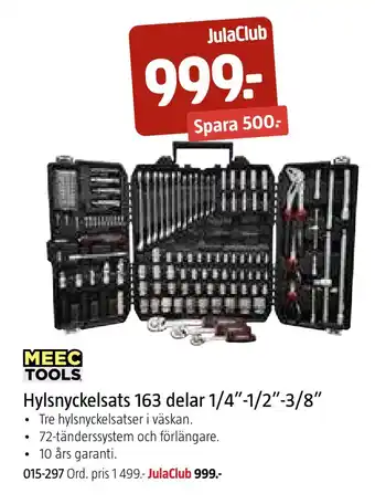 Jula Hylsnyckelsats 163 delar 1/4-1/2-3/8 erbjuda