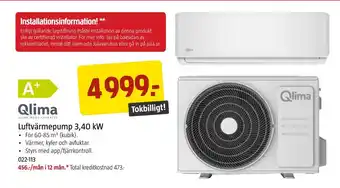 Jula Luftvärmepump 3,40 kw erbjuda