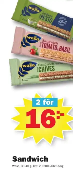 Pekås Sandwich Wasa erbjuda