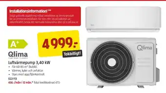 Jula Qlima värmepump erbjuda