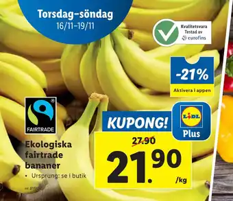 Lidl Ekologiska fairtrade bananer erbjuda