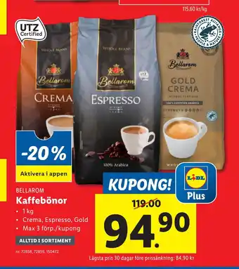 Lidl Kaffebönor erbjuda