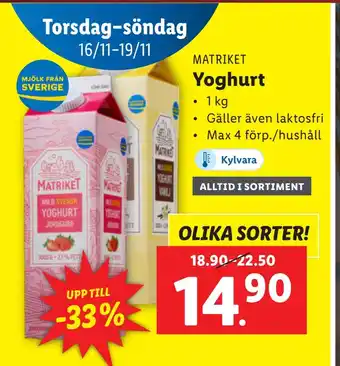 Lidl Yoghurt erbjuda