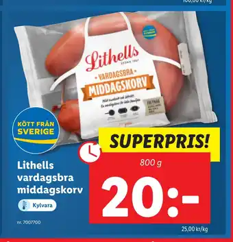 Lidl Lithells vardagsbra middagskorv erbjuda