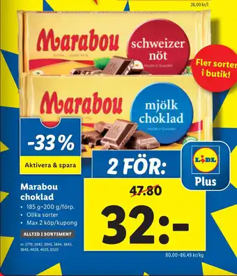 Lidl Marabou choklad erbjuda