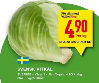 Willys Svensk vitkål erbjuda