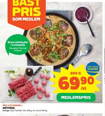 Coop Lingongrova special nötfärs 12% erbjuda