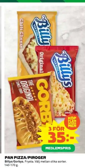 Coop Billys pizza erbjuda