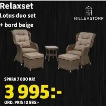 Bauhaus Relaxset Lotus duo set + bord beige erbjuda