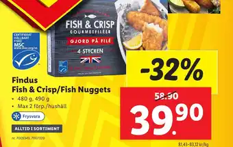 Lidl Findus Fish & Crisp/Fish Nuggets erbjuda