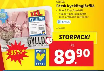 Lidl GYLLDA Färsk kycklinglårfilé erbjuda