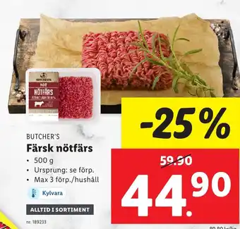 Lidl BUTCHER'S Färsk nötfärs erbjuda