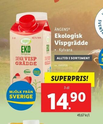 Lidl Ekologisk Vispgrädde erbjuda