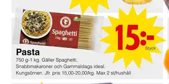 Matöppet Pasta erbjuda