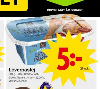 Matöppet Leverpastej erbjuda