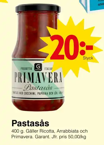Matöppet Pastasås erbjuda