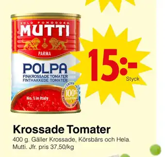 Matöppet Krossade tomater erbjuda