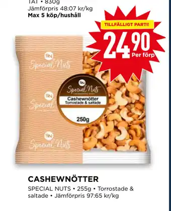 Willys Cashewnötter erbjuda