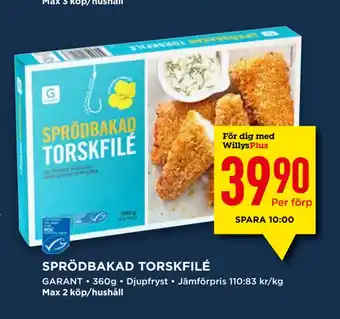 Willys Sprödbakad torskfilé erbjuda