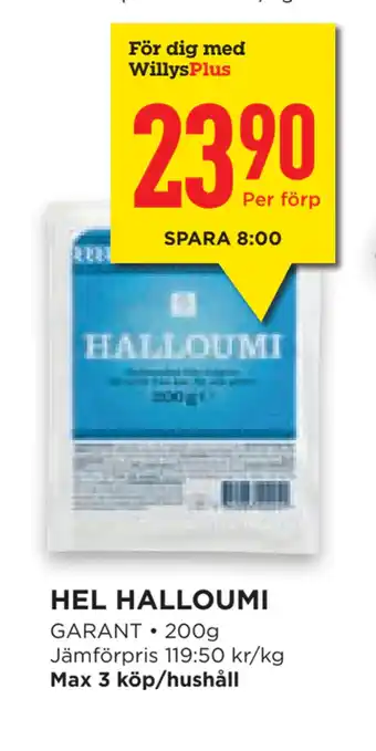 Willys Hemma Hel halloumi erbjuda