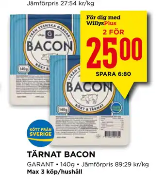 Willys Tärnat bacon erbjuda