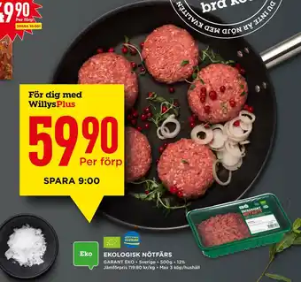 Willys Ekologisk nötfärs erbjuda