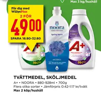 Willys Tvättmedel, sköljmedel erbjuda