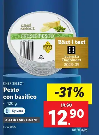 Lidl CHEF SELECT Pesto con basilico erbjuda