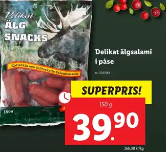 Lidl Delikat älgsalami i påse erbjuda