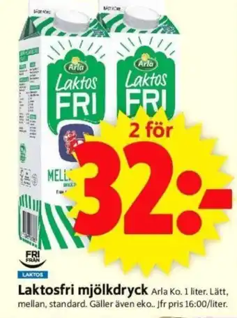 ICA Supermarket Laktosfri mjölkdryck Arla erbjuda