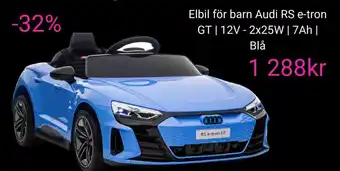 CDON Elbil för barn Audi RS e-tron GT | 12V - 2x25W | 7Ah | Blå erbjuda