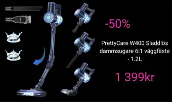 PrettyCare W400 Sladdlös dammsugare 6i1 väggfäste - 1.2L