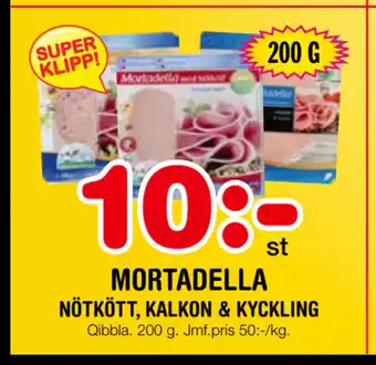 Nya Pulsen Mortadella nötkött, kalkon & kyckling erbjuda
