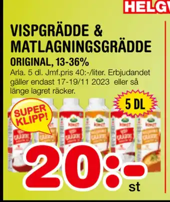 Nya Pulsen Vispgrädde & matlagningsgrädde erbjuda