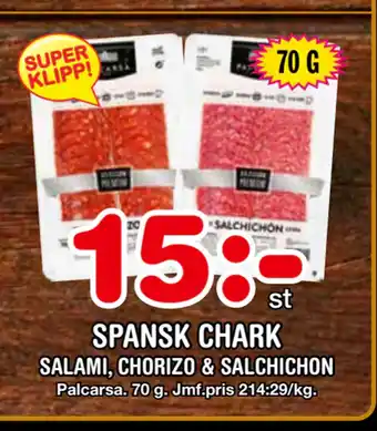 Nya Pulsen Spansk chark salami, chorizo & salchichon erbjuda