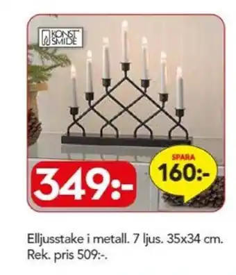 Bo Ohlsson Elljusstake i metall. 7 ljus. 35x34 cm erbjuda
