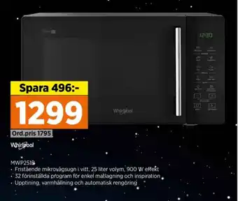 Power Whirlpool mikrovågsugn erbjuda