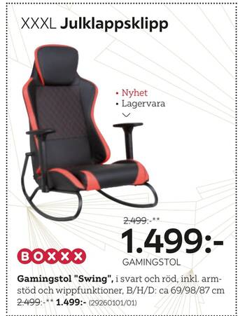 XXXLutz Gamingstol swing erbjuda