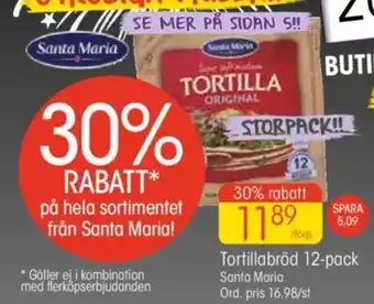 EKO Tortillabröd 12-pack Santa Maria erbjuda