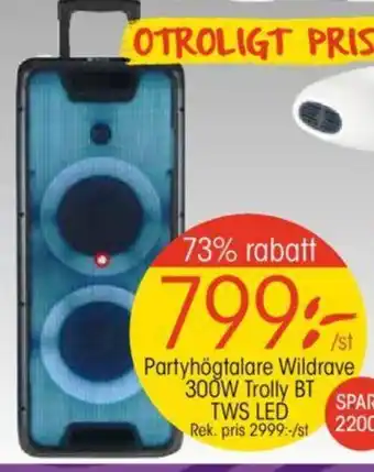 EKO Partyhögtalare Wildrave 300W Trolly BT TWS LED erbjuda