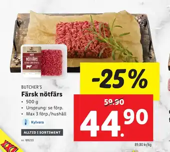 Lidl Färsk nötfärs erbjuda