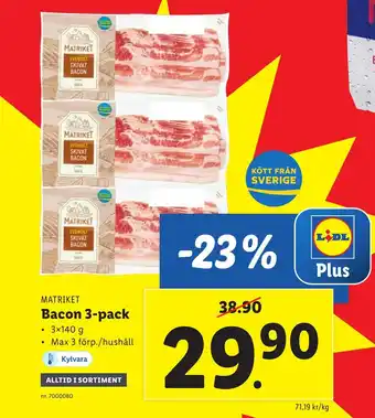 Lidl Bacon 3-pack erbjuda