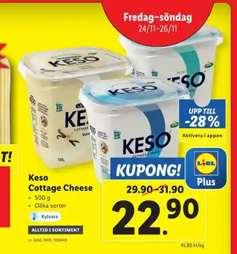 Lidl Keso cottage cheese erbjuda
